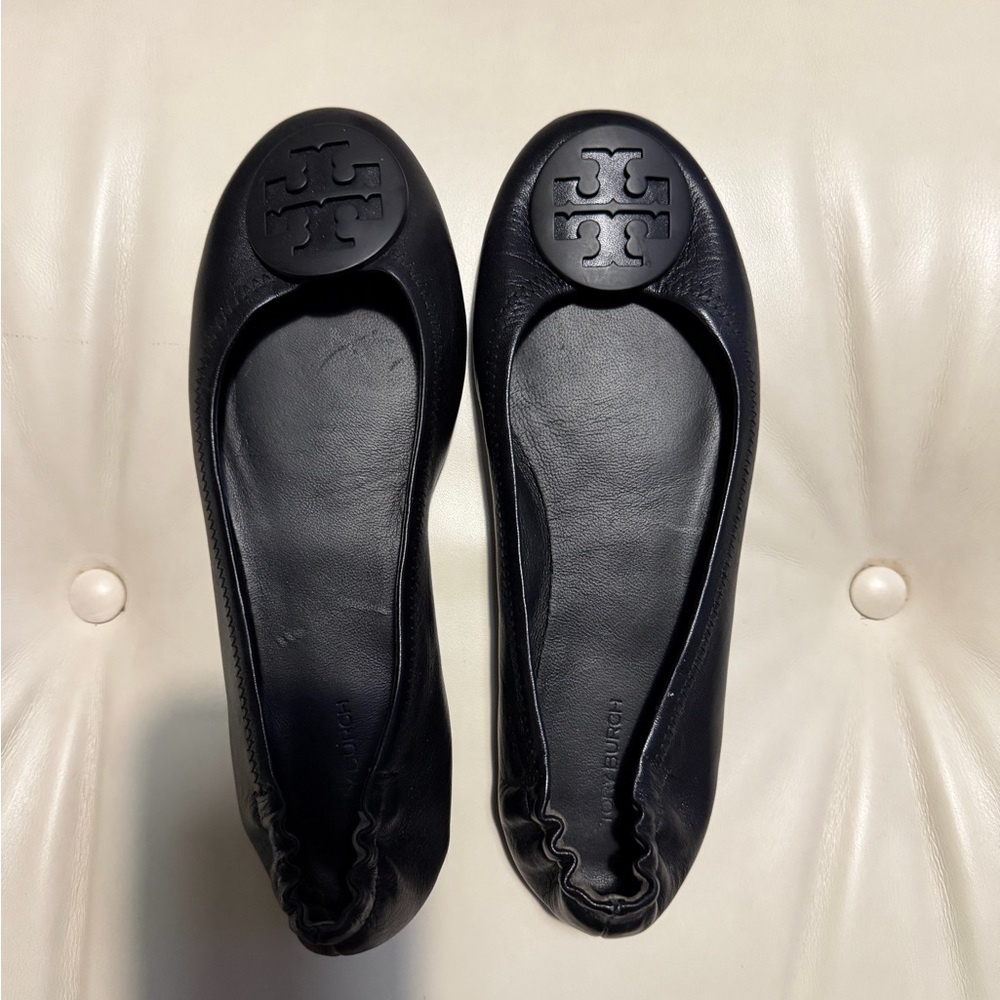 Tory Burch Black Logo Flats